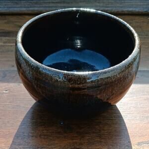 Heavy Brown Wheel Thrown Pottery Bowl